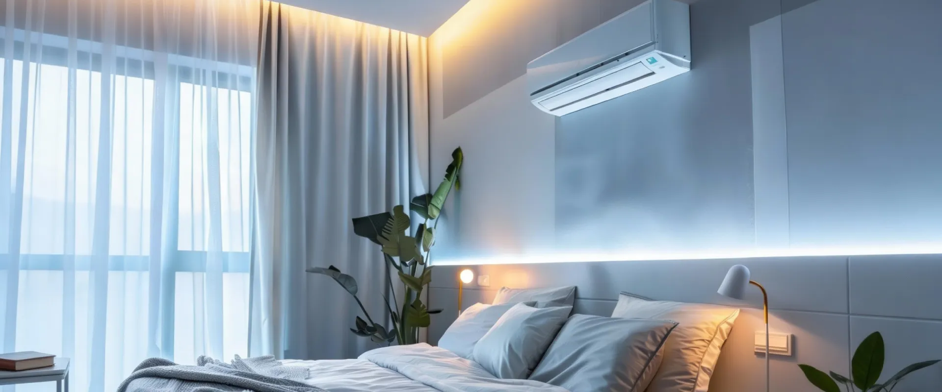 Umieszczona nad łóźkiem klimatyzaja do hoitelu